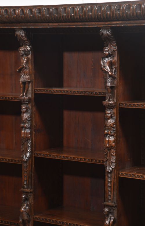 LATE 19TH CENTURY CARVED OAK RENAISSANCE REVIVAL OPEN BOOKCASE - ADDITIONAL PHOTO 13