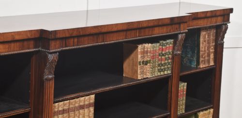LARGE REGENCY PERIOD ROSEWOOD BREAKFRONT OPEN BOOKCASE - ADDITIONAL PHOTO 3