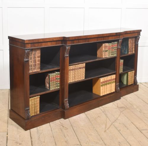 LARGE REGENCY PERIOD ROSEWOOD BREAKFRONT OPEN BOOKCASE - ADDITIONAL PHOTO 5