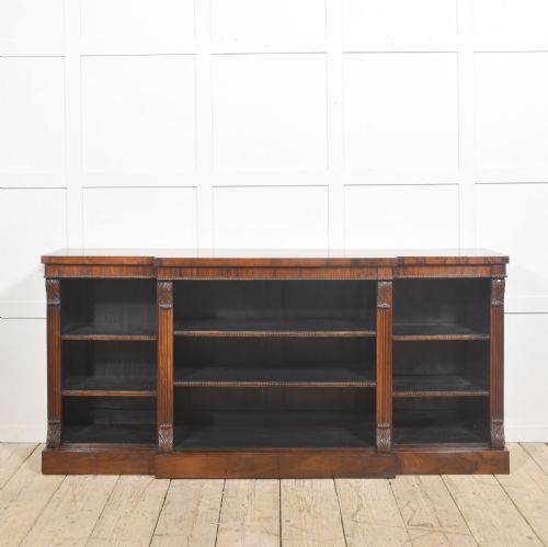 LARGE REGENCY PERIOD ROSEWOOD BREAKFRONT OPEN BOOKCASE - ADDITIONAL PHOTO 9