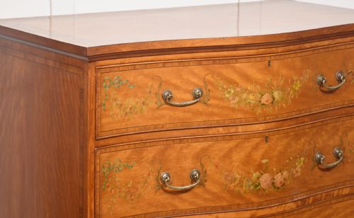 SHERATON REVIVAL SATINWOOD SERPENTINE CHEST OF DRAWER - ADDITIONAL PHOTO 2