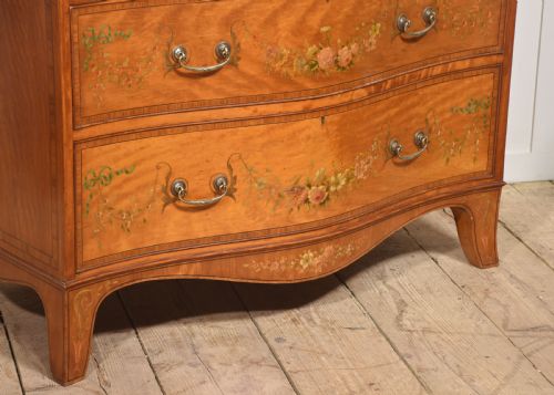 SHERATON REVIVAL SATINWOOD SERPENTINE CHEST OF DRAWER - ADDITIONAL PHOTO 4