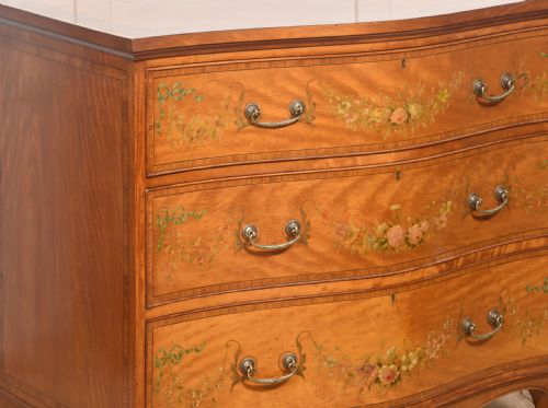 SHERATON REVIVAL SATINWOOD SERPENTINE CHEST OF DRAWER - ADDITIONAL PHOTO 6