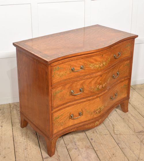 SHERATON REVIVAL SATINWOOD SERPENTINE CHEST OF DRAWER - ADDITIONAL PHOTO 9