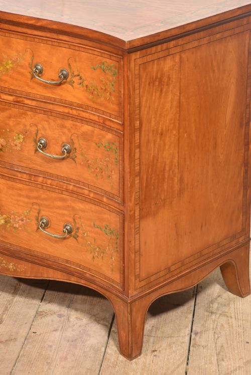 SHERATON REVIVAL SATINWOOD SERPENTINE CHEST OF DRAWER - ADDITIONAL PHOTO 11