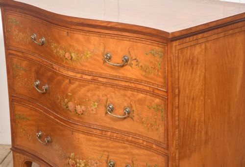 SHERATON REVIVAL SATINWOOD SERPENTINE CHEST OF DRAWER - ADDITIONAL PHOTO 12