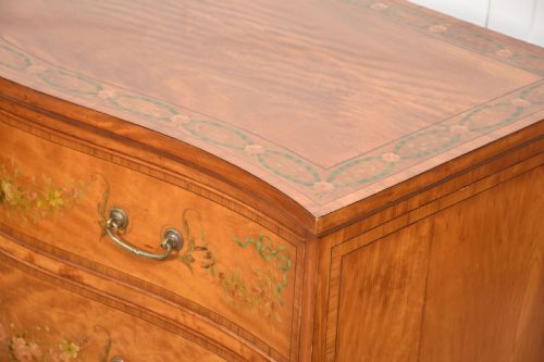 SHERATON REVIVAL SATINWOOD SERPENTINE CHEST OF DRAWER - ADDITIONAL PHOTO 14