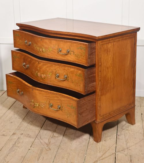 SHERATON REVIVAL SATINWOOD SERPENTINE CHEST OF DRAWER - ADDITIONAL PHOTO 16