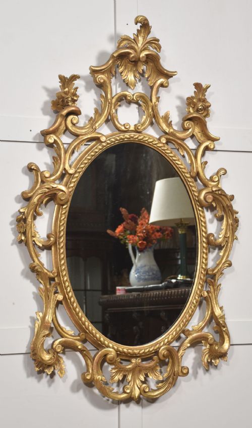 GILTWOOD ROCOCO REVIVAL OVAL WALL MIRROR - ADDITIONAL PHOTO 5