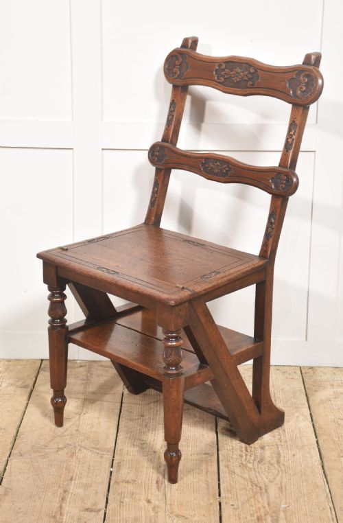 WALNUT LIBRARY STEPS CHAIR - ADDITIONAL PHOTO 2