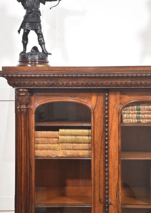 19TH CENTURY ROSEWOOD GLAZED BOOKCASE - ADDITIONAL PHOTO 4