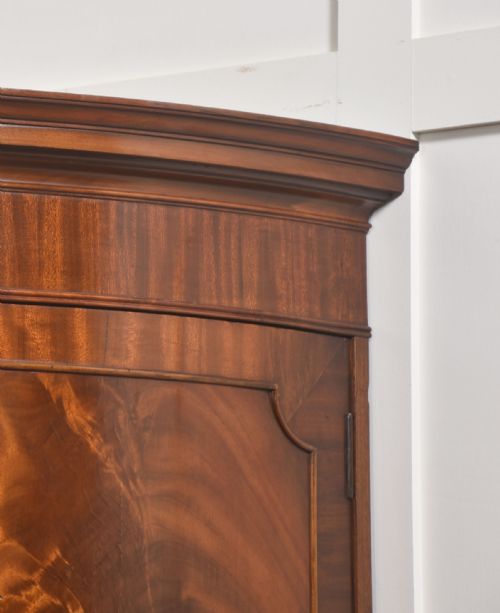 EARLY 20TH CENTURY FIGURED MAHOGANY BOWFRONT CORNER WARDROBE - ADDITIONAL PHOTO 6