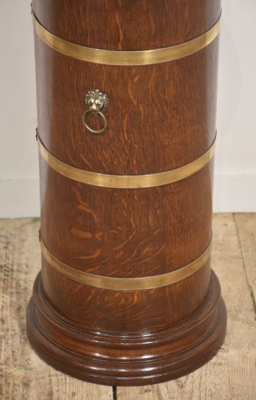 OAK BARREL UMBRELLA STAND WITH LION HEAD RING HANDLE - ADDITIONAL PHOTO 8
