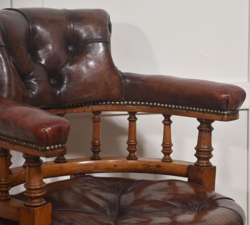 LATE 19TH CENTURY WALNUT FRAMED REVOLVING DESK CHAIR - ADDITIONAL PHOTO 2