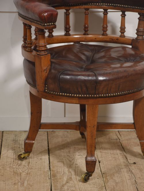 LATE 19TH CENTURY WALNUT FRAMED REVOLVING DESK CHAIR - ADDITIONAL PHOTO 3