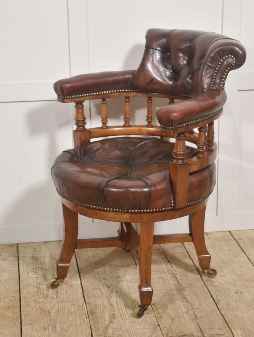 LATE 19TH CENTURY WALNUT FRAMED REVOLVING DESK CHAIR - ADDITIONAL PHOTO 5