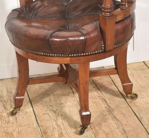 LATE 19TH CENTURY WALNUT FRAMED REVOLVING DESK CHAIR - ADDITIONAL PHOTO 7