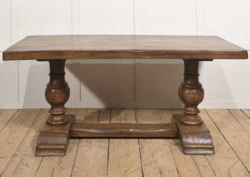 SOLID OAK REFECTORY DINING TABLE - ADDITIONAL PHOTO 1