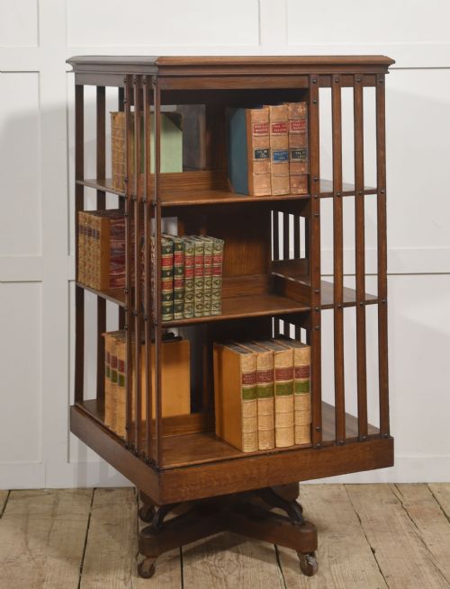 fig 1. Late 19th Century Oak Revolving Bookcase By Trubner & Co