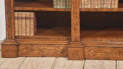 BURR WALNUT BREAKFRONT OPEN BOOKCASE - ADDITIONAL PHOTO 3