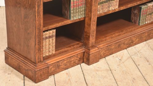 BURR WALNUT BREAKFRONT OPEN BOOKCASE - ADDITIONAL PHOTO 7