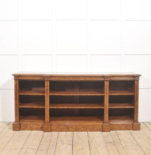 BURR WALNUT BREAKFRONT OPEN BOOKCASE - ADDITIONAL PHOTO 9