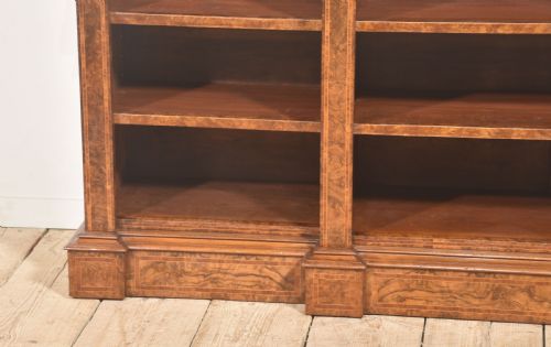 BURR WALNUT BREAKFRONT OPEN BOOKCASE - ADDITIONAL PHOTO 10