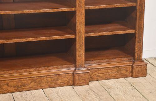 BURR WALNUT BREAKFRONT OPEN BOOKCASE - ADDITIONAL PHOTO 13