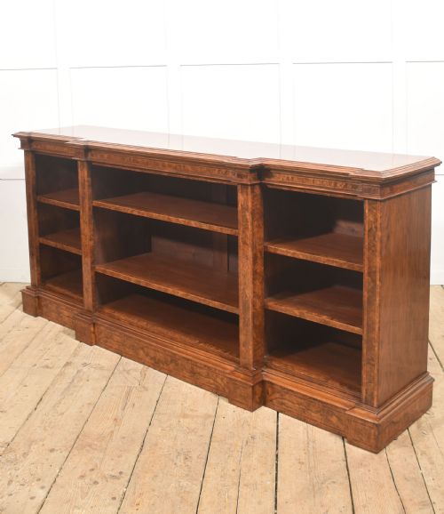 BURR WALNUT BREAKFRONT OPEN BOOKCASE - ADDITIONAL PHOTO 16