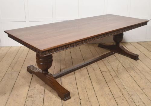 large carved oak refectory dining table - CATEGORY: ANTIQUE TABLES - DATED 1900