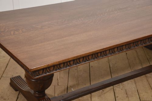 LARGE CARVED OAK REFECTORY DINING TABLE - ADDITIONAL PHOTO 7