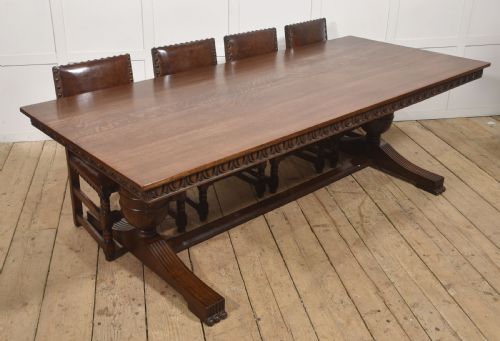 LARGE CARVED OAK REFECTORY DINING TABLE - ADDITIONAL PHOTO 8