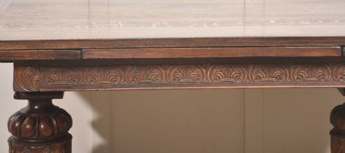 CARVED OAK REFECTORY DINING TABLE WITH PULLOUT EXTENSIONS - ADDITIONAL PHOTO 2