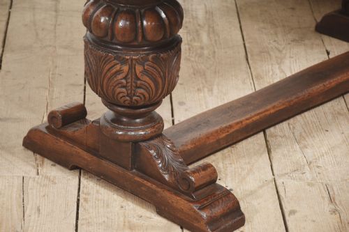 CARVED OAK REFECTORY DINING TABLE WITH PULLOUT EXTENSIONS - ADDITIONAL PHOTO 5