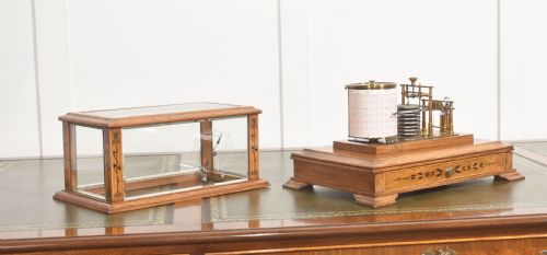 RARE HEZZANITH OAK CASED BAROGRAPH WITH ART NOUVEAU INLAY - ADDITIONAL PHOTO 4