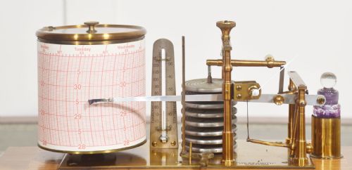 RARE HEZZANITH OAK CASED BAROGRAPH WITH ART NOUVEAU INLAY - ADDITIONAL PHOTO 5
