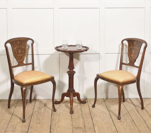PAIR OF INLAID MAHOGANY SIDE CHAIRS - ADDITIONAL PHOTO 1