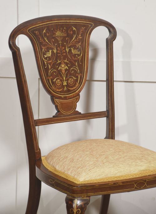 PAIR OF INLAID MAHOGANY SIDE CHAIRS - ADDITIONAL PHOTO 2