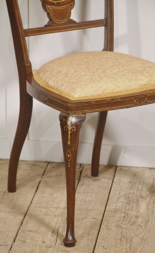 PAIR OF INLAID MAHOGANY SIDE CHAIRS - ADDITIONAL PHOTO 3