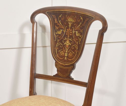 PAIR OF INLAID MAHOGANY SIDE CHAIRS - ADDITIONAL PHOTO 4