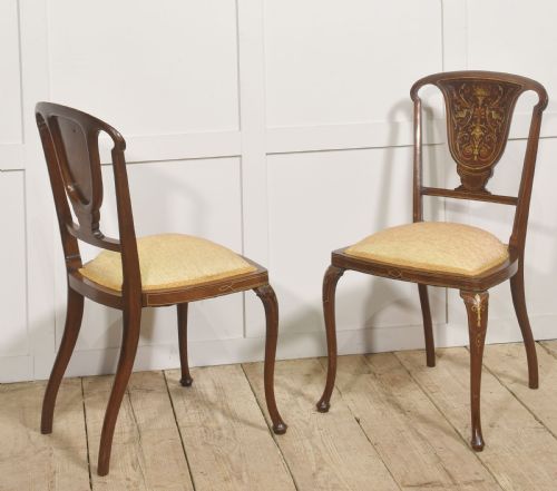 PAIR OF INLAID MAHOGANY SIDE CHAIRS - ADDITIONAL PHOTO 7