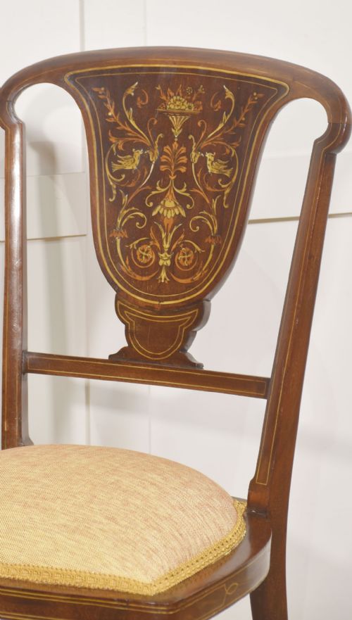 PAIR OF INLAID MAHOGANY SIDE CHAIRS - ADDITIONAL PHOTO 8