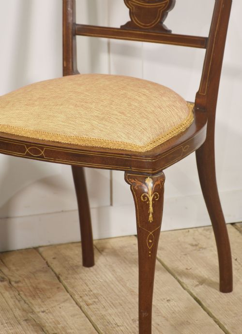 PAIR OF INLAID MAHOGANY SIDE CHAIRS - ADDITIONAL PHOTO 9