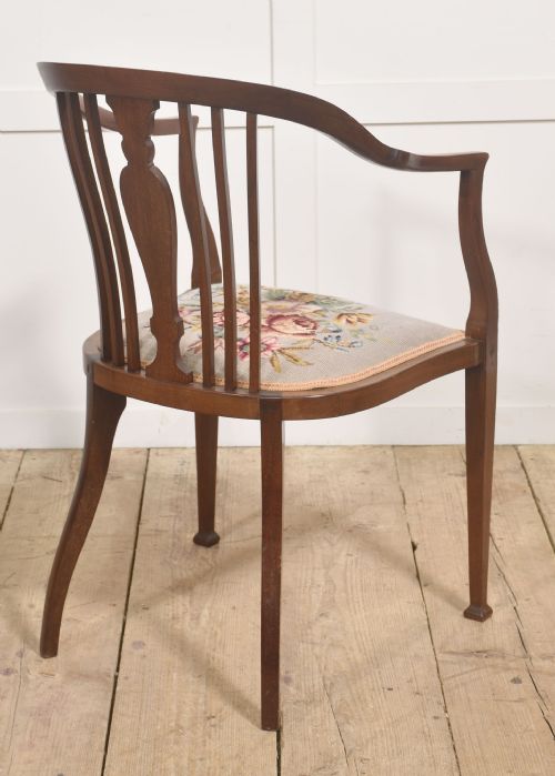 MAHOGANY AND SATINWOOD INLAID OCCASIONAL CHAIR - ADDITIONAL PHOTO 1