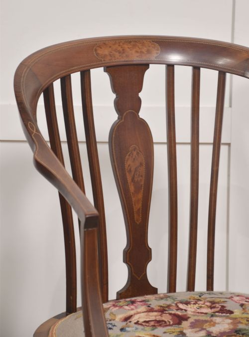 MAHOGANY AND SATINWOOD INLAID OCCASIONAL CHAIR - ADDITIONAL PHOTO 2