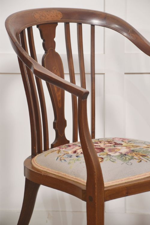 MAHOGANY AND SATINWOOD INLAID OCCASIONAL CHAIR - ADDITIONAL PHOTO 5