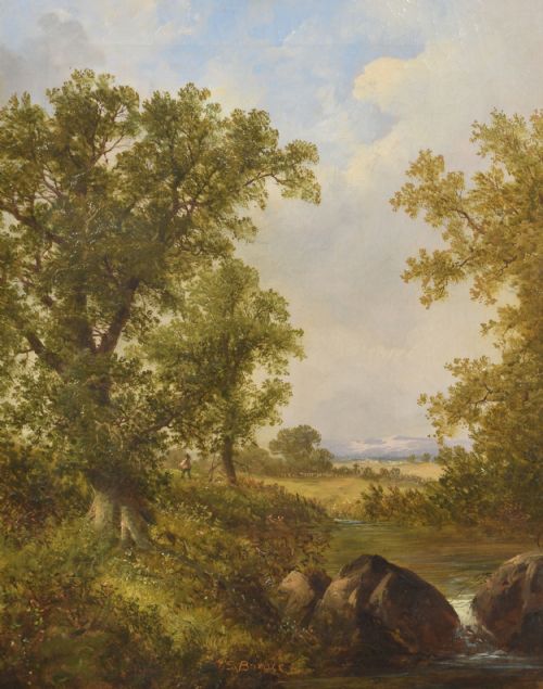OIL ON CANVAS DEPICTING A WOODED RIVER LANDSCAPE - ADDITIONAL PHOTO 1