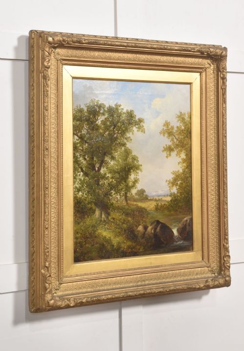 OIL ON CANVAS DEPICTING A WOODED RIVER LANDSCAPE - ADDITIONAL PHOTO 7