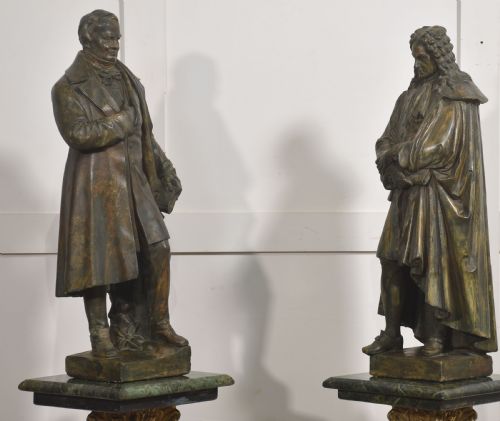 PAIR OF LATE 19TH CENTURY PATINATED CHALK FIGURES BY DOPMEIER