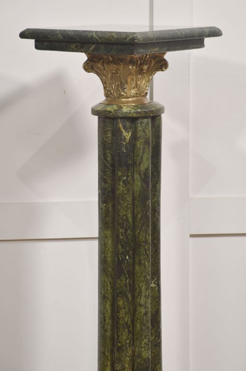 PAIR OF CLASSICAL STYLE VERDE ANTICO MARBLE PEDESTALS - ADDITIONAL PHOTO 1